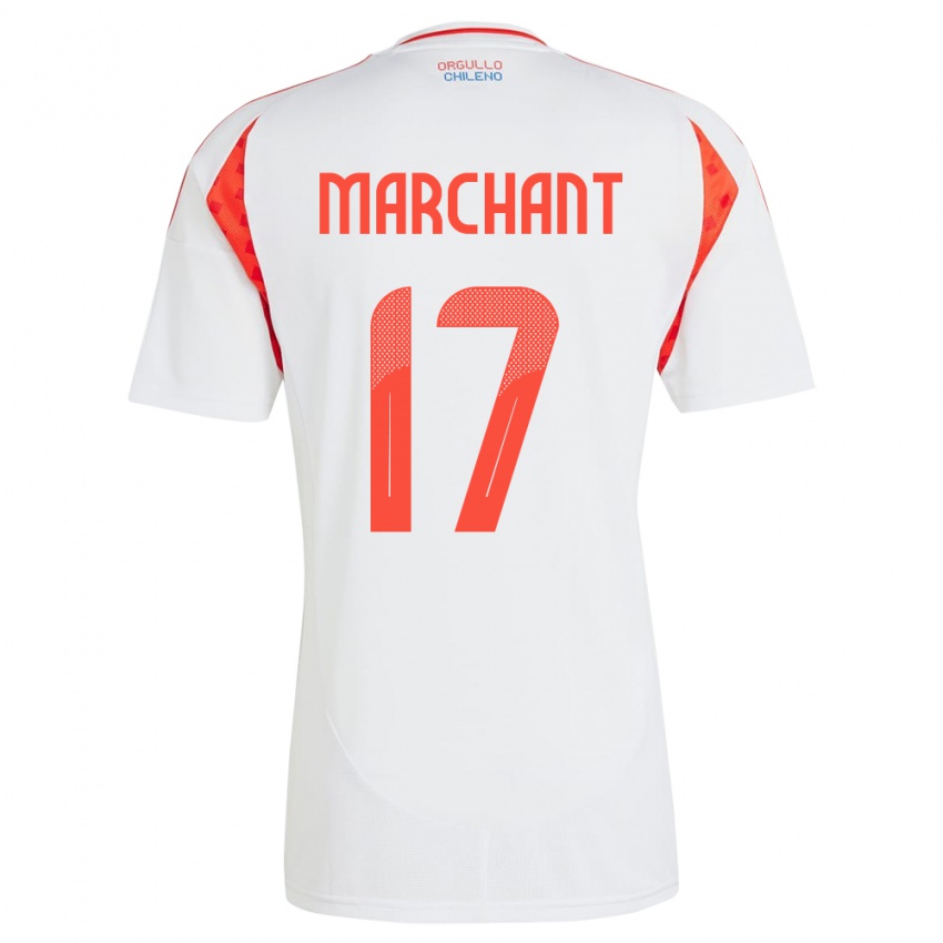 Mujer Camiseta Chile Francisco Marchant #17 Blanco 2ª Equipación 24-26 La Camisa Argentina