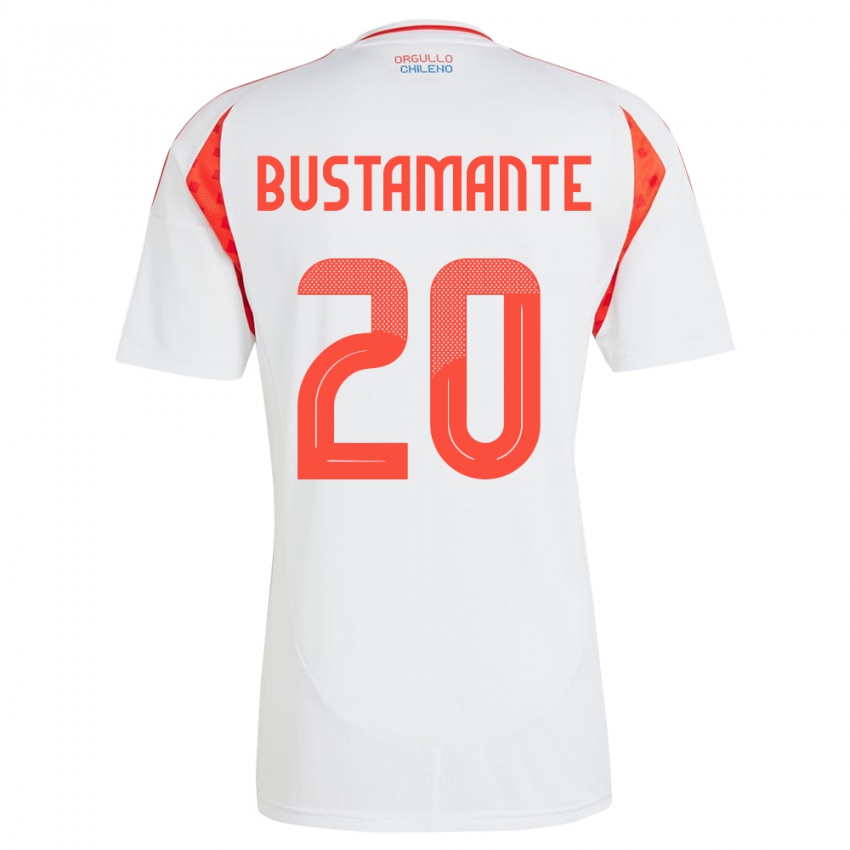 Mujer Camiseta Chile Paloma Bustamante #20 Blanco 2ª Equipación 24-26 La Camisa Argentina
