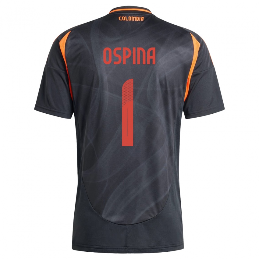 Mujer Camiseta Colombia David Ospina #1 Negro 2ª Equipación 24-26 La Camisa Argentina