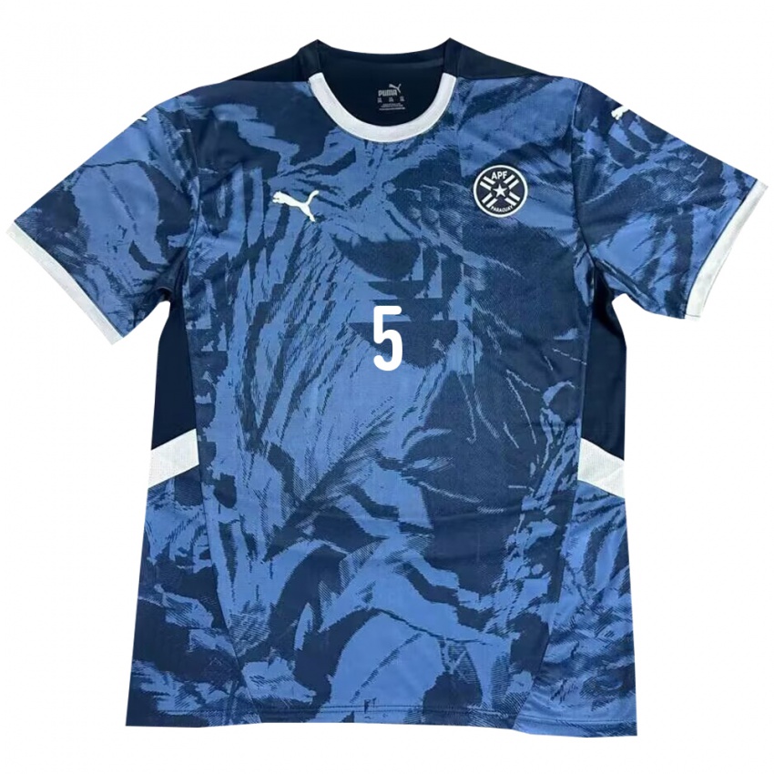 Mujer Camiseta Paraguay Gilberto Flores #5 Azul 2ª Equipación 24-26 La Camisa Argentina