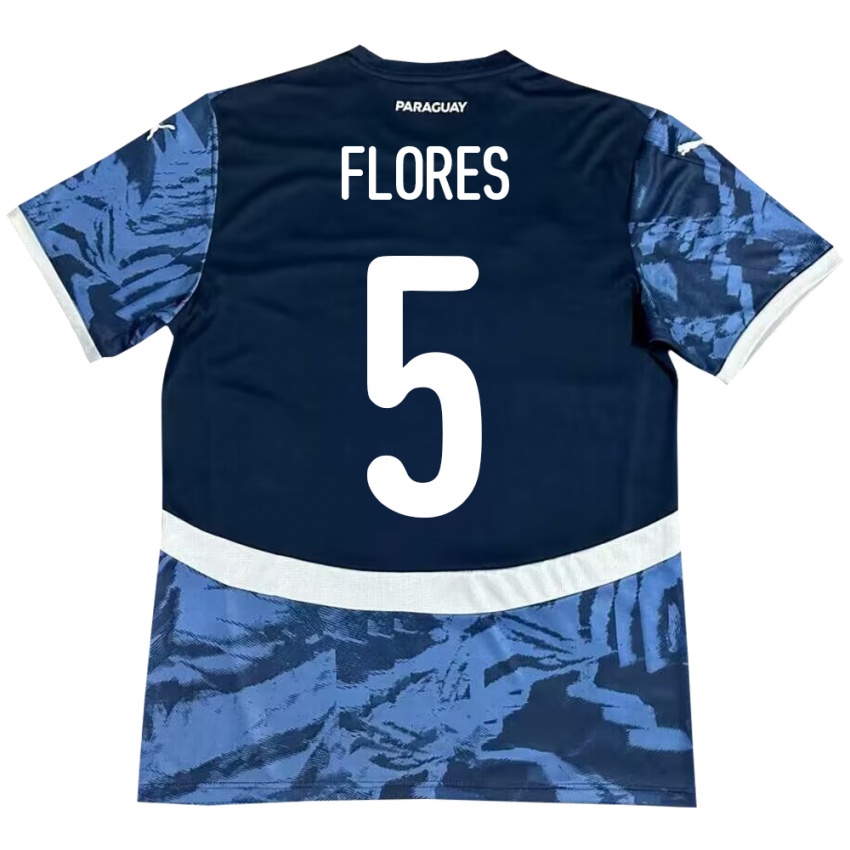 Mujer Camiseta Paraguay Gilberto Flores #5 Azul 2ª Equipación 24-26 La Camisa Argentina
