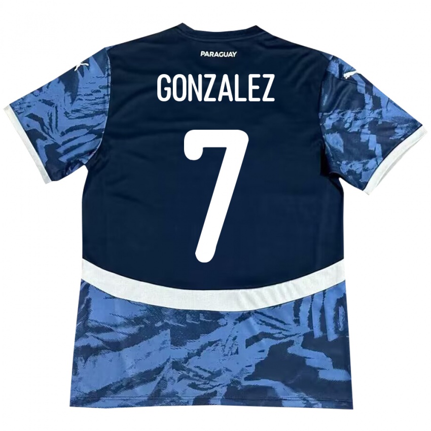 Mujer Camiseta Paraguay Diego González #7 Azul 2ª Equipación 24-26 La Camisa Argentina