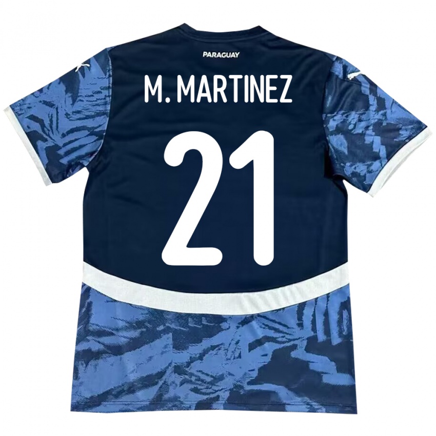 Mujer Camiseta Paraguay María Martínez #21 Azul 2ª Equipación 24-26 La Camisa Argentina
