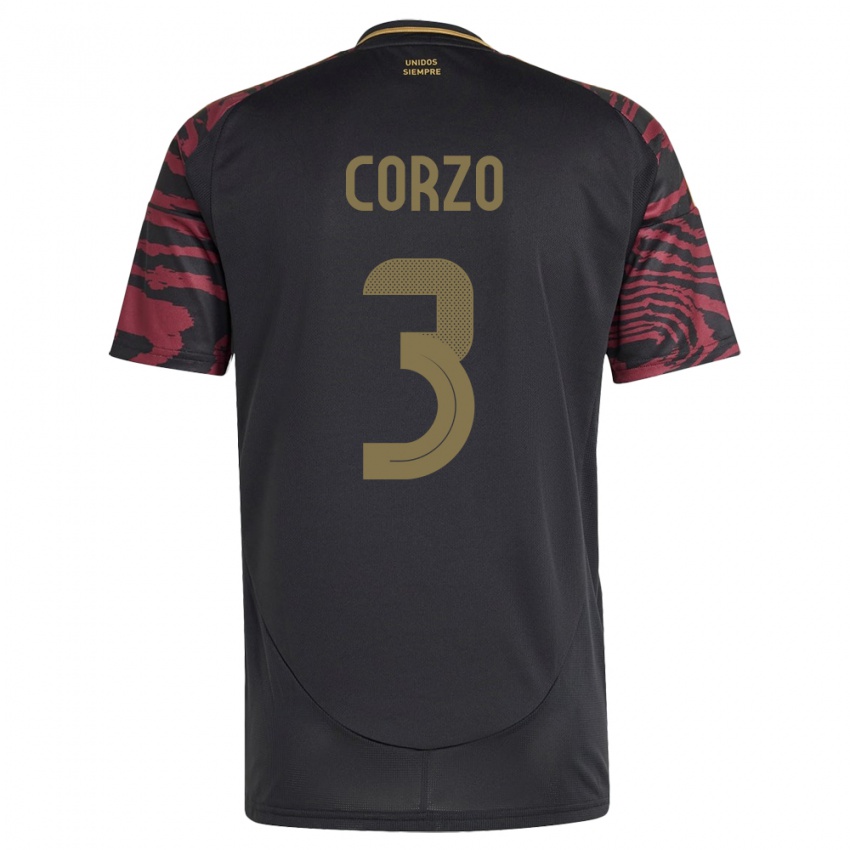 Mujer Camiseta Perú Aldo Corzo #3 Negro 2ª Equipación 24-26 La Camisa Argentina