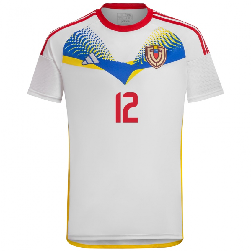 Mujer Camiseta Venezuela Wilmary Argüelles #12 Blanco 2ª Equipación 24-26 La Camisa Argentina