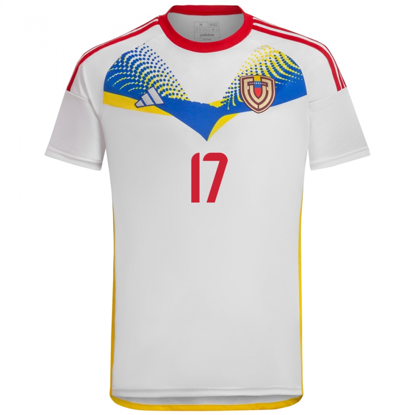 Mujer Camiseta Venezuela Edson Castillo #17 Blanco 2ª Equipación 24-26 La Camisa Argentina