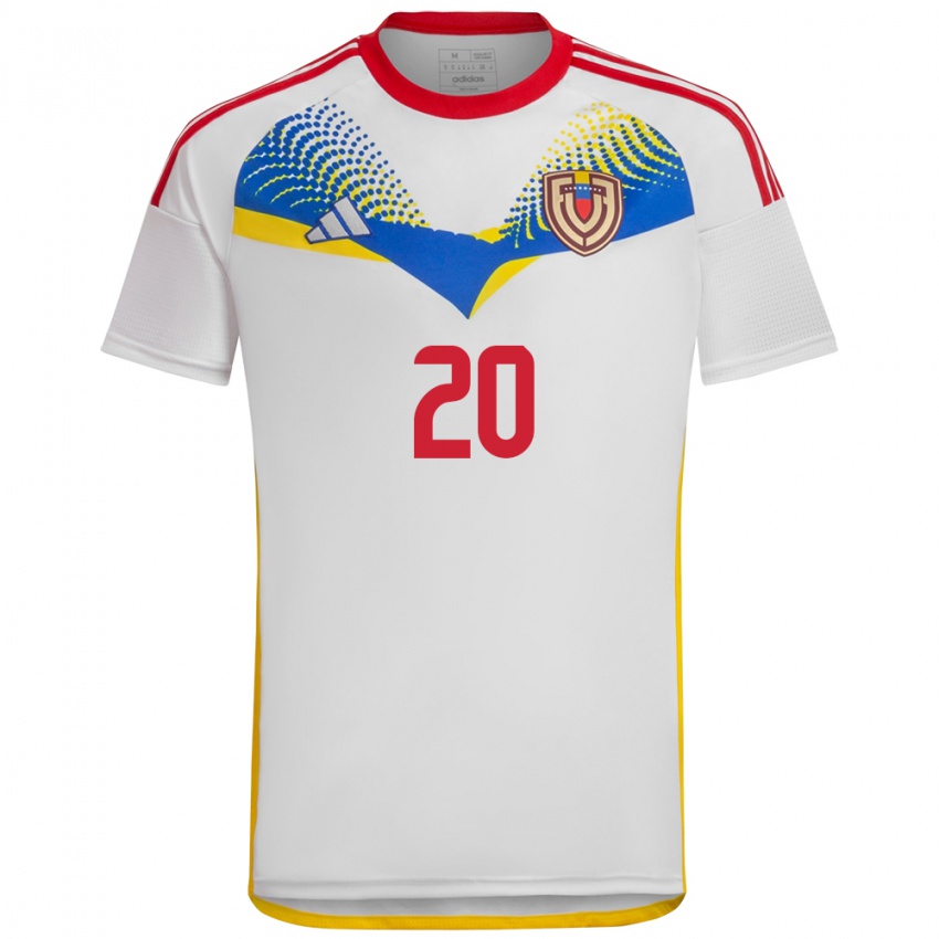 Mujer Camiseta Venezuela Andrés Romero #20 Blanco 2ª Equipación 24-26 La Camisa Argentina