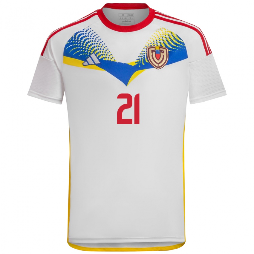 Mujer Camiseta Venezuela Alexander González #21 Blanco 2ª Equipación 24-26 La Camisa Argentina