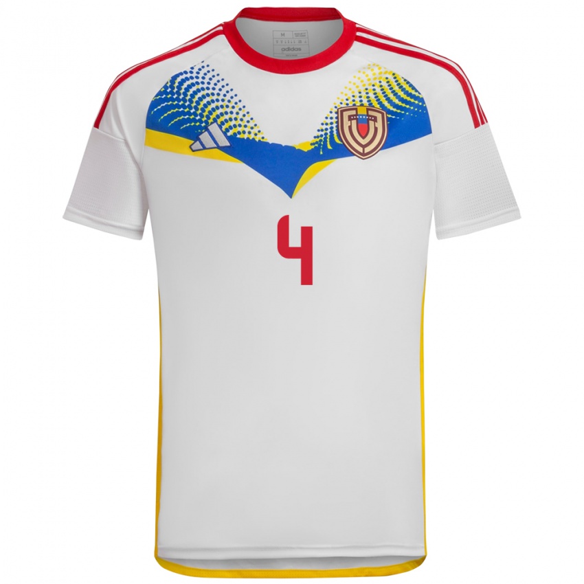 Mujer Camiseta Venezuela Jon Aramburu #4 Blanco 2ª Equipación 24-26 La Camisa Argentina