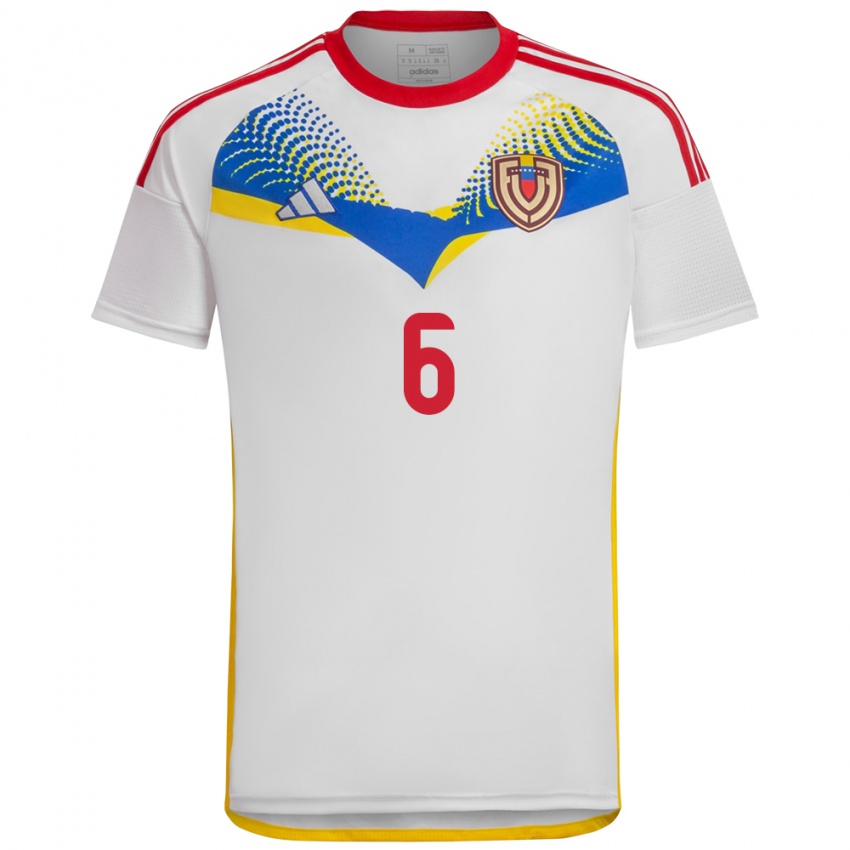 Mujer Camiseta Venezuela Bryant Ortega #6 Blanco 2ª Equipación 24-26 La Camisa Argentina