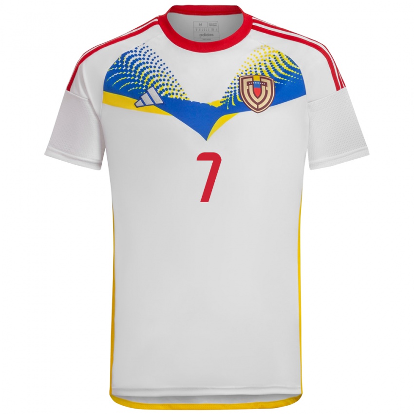Mujer Camiseta Venezuela Jefferson Savarino #7 Blanco 2ª Equipación 24-26 La Camisa Argentina