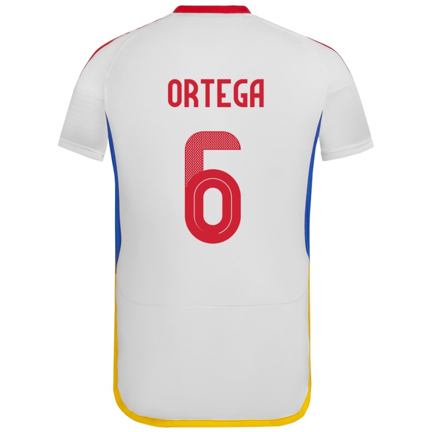Mujer Camiseta Venezuela Bryant Ortega #6 Blanco 2ª Equipación 24-26 La Camisa Argentina
