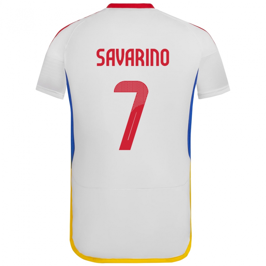 Mujer Camiseta Venezuela Jefferson Savarino #7 Blanco 2ª Equipación 24-26 La Camisa Argentina
