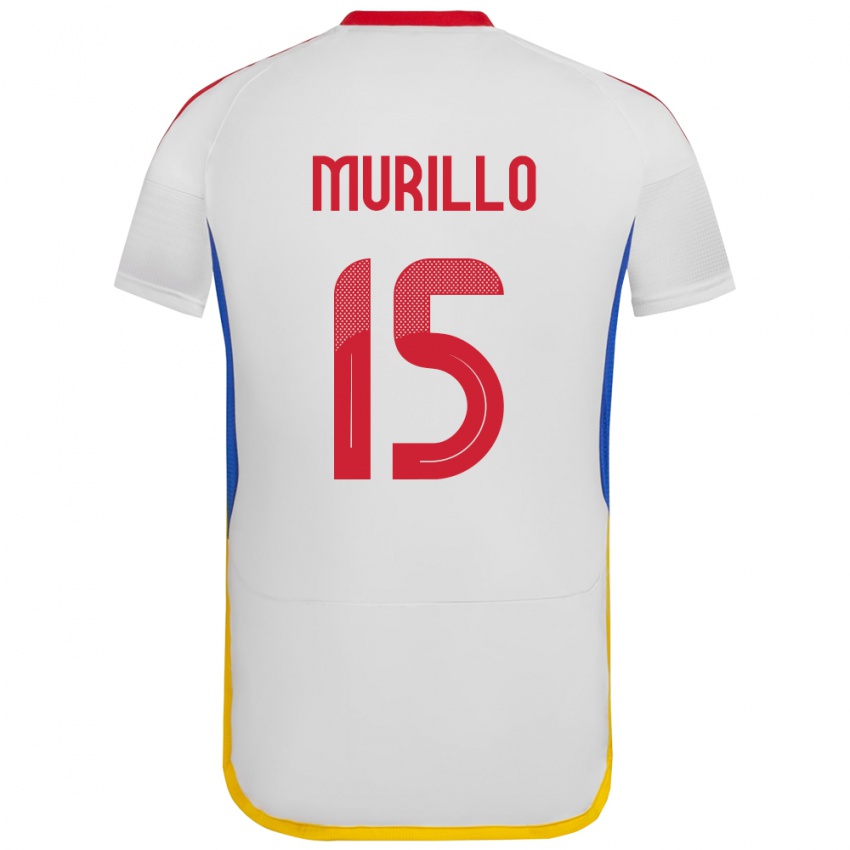 Mujer Camiseta Venezuela Jhon Murillo #15 Blanco 2ª Equipación 24-26 La Camisa Argentina