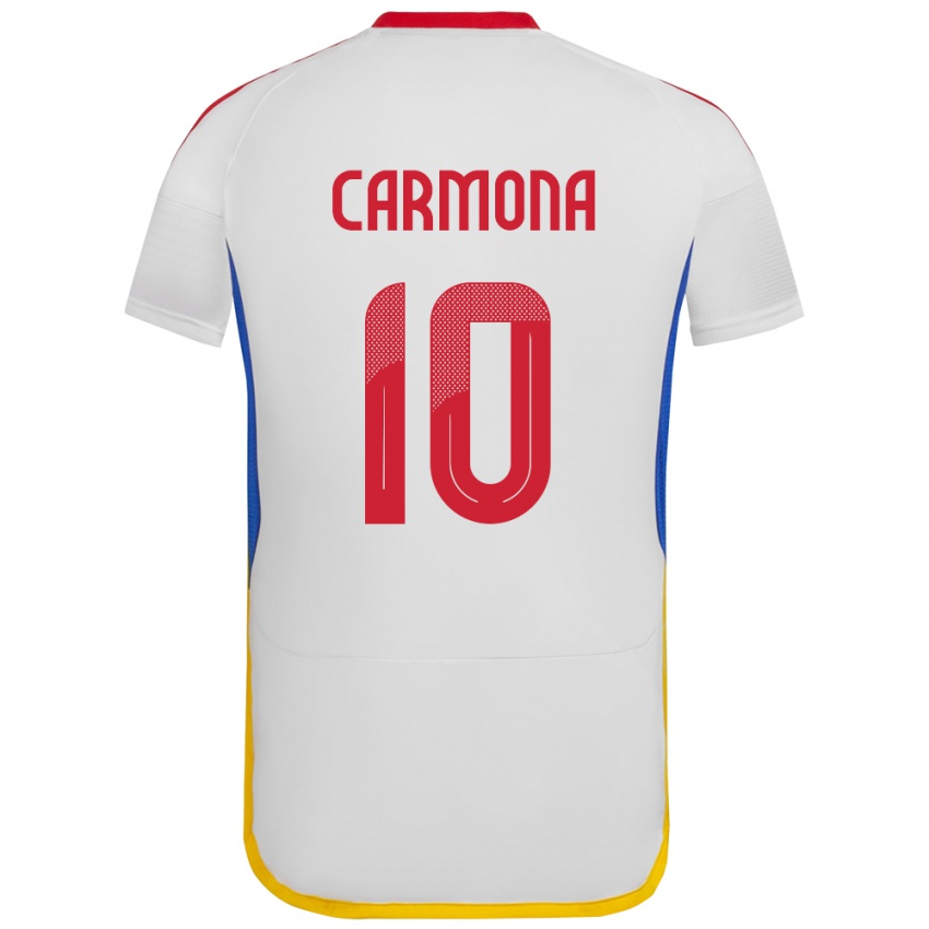 Mujer Camiseta Venezuela Wikelman Carmona #10 Blanco 2ª Equipación 24-26 La Camisa Argentina