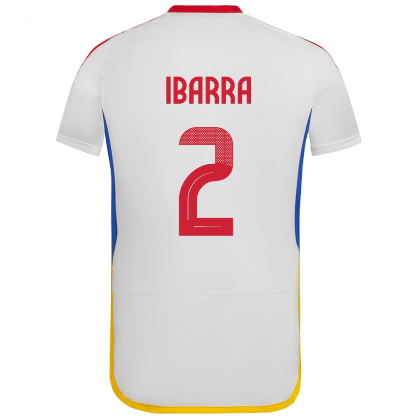 Mujer Camiseta Venezuela Pablo Ibarra #2 Blanco 2ª Equipación 24-26 La Camisa Argentina