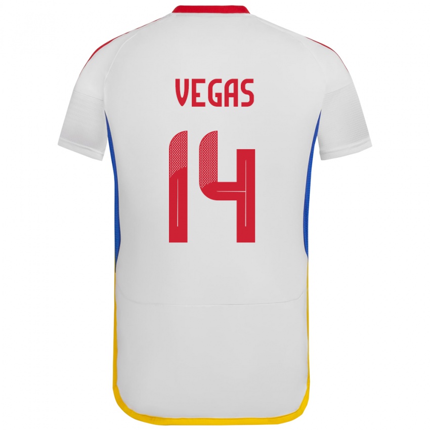 Mujer Camiseta Venezuela Miguel Vegas #14 Blanco 2ª Equipación 24-26 La Camisa Argentina