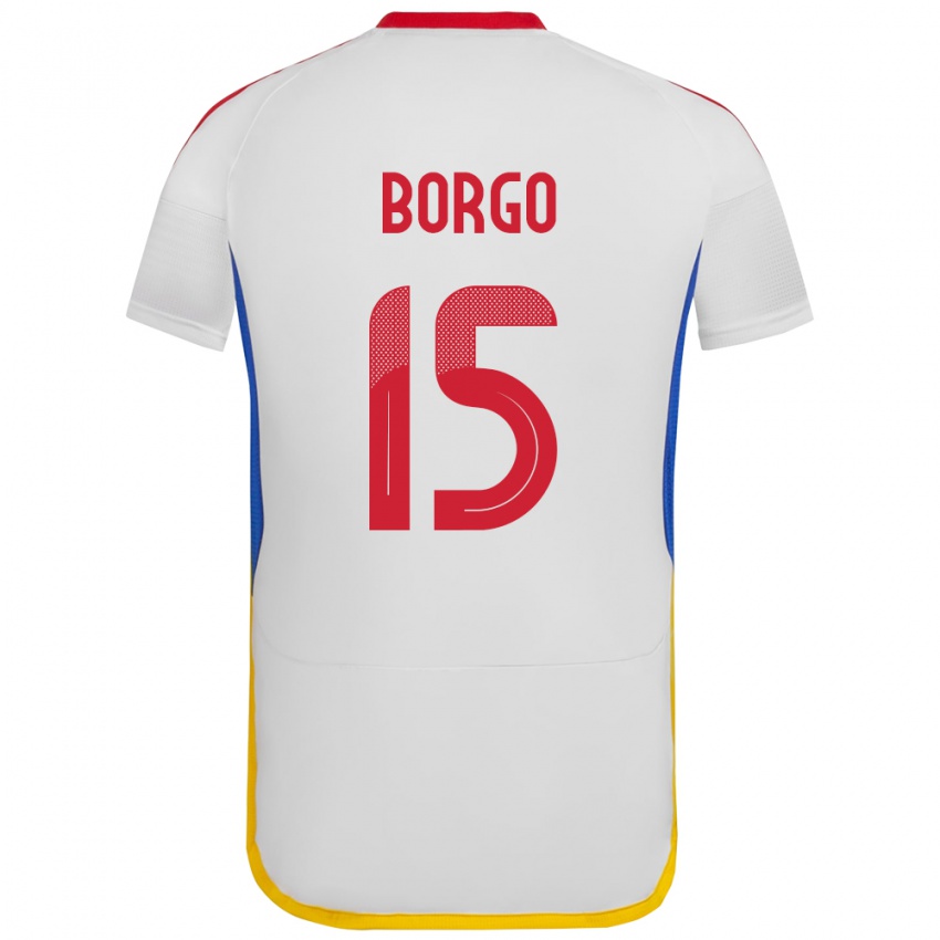 Mujer Camiseta Venezuela Ángel Borgo #15 Blanco 2ª Equipación 24-26 La Camisa Argentina