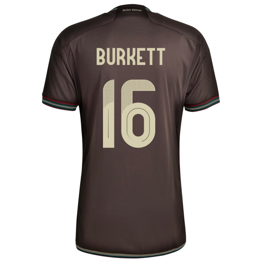 Mujer Camiseta Jamaica Brian Burkett #16 Marrón Noche 2ª Equipación 24-26 La Camisa Argentina