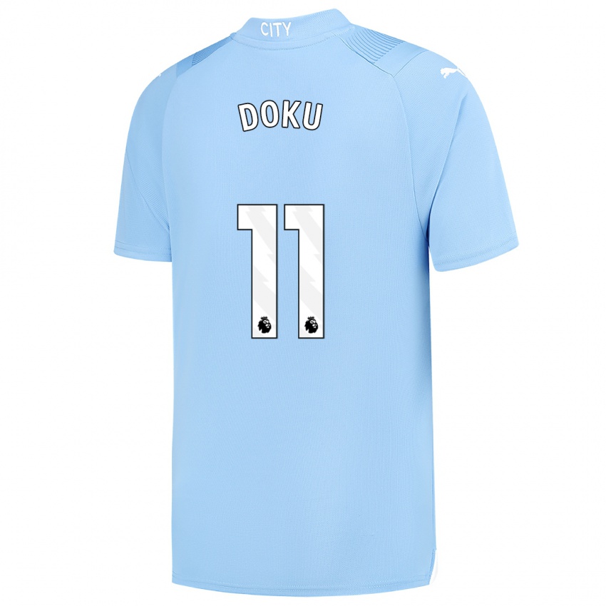 Niño Camiseta Jérémy Doku #11 Azul Claro 1ª Equipación 2023/24 La Camisa Argentina