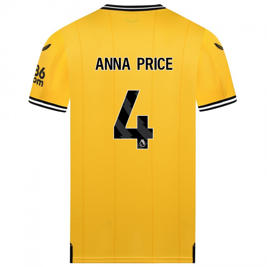 Niño Camiseta Anna Price #4 Amarillo 1ª Equipación 2023/24 La Camisa Argentina