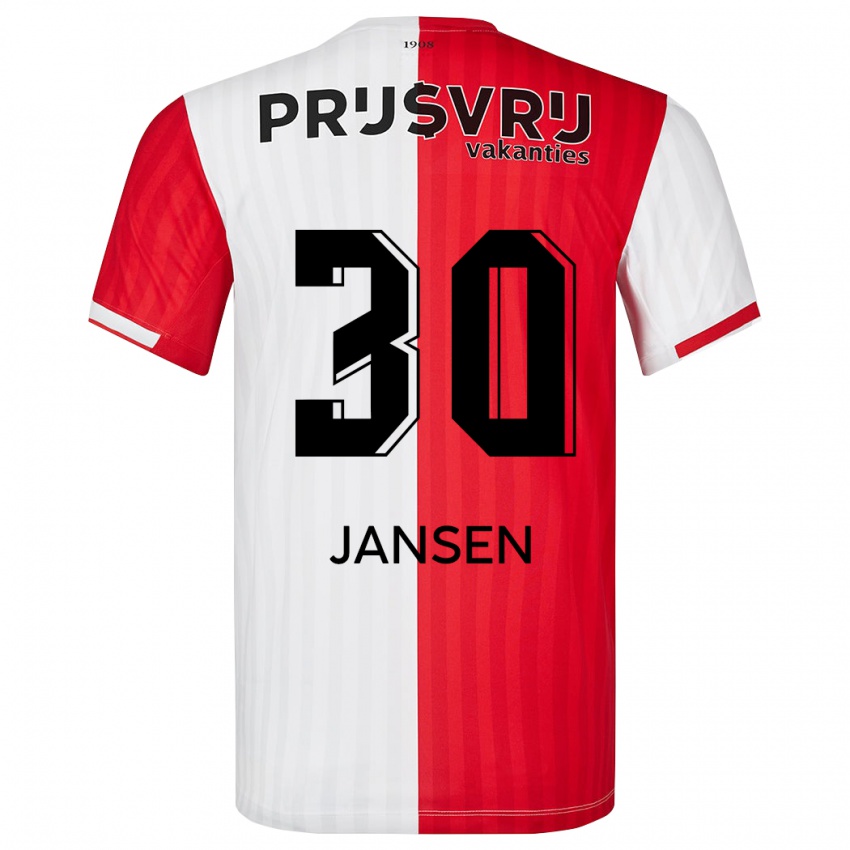 Niño Camiseta Thijs Jansen #30 Rojo Blanco 1ª Equipación 2023/24 La Camisa Argentina