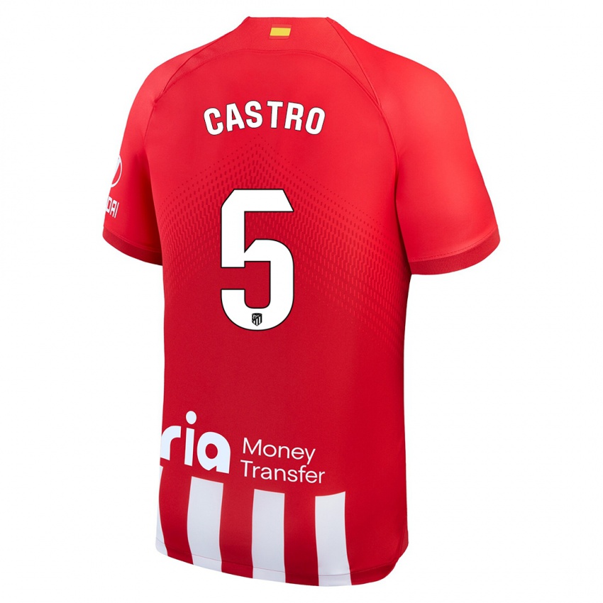 Niño Camiseta Oscar Castro #5 Rojo Blanco 1ª Equipación 2023/24 La Camisa Argentina