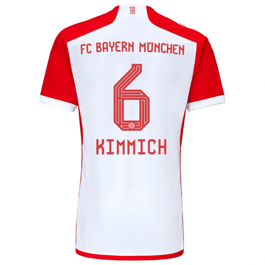 Niño Camiseta Joshua Kimmich #6 Rojo Blanco 1ª Equipación 2023/24 La Camisa Argentina