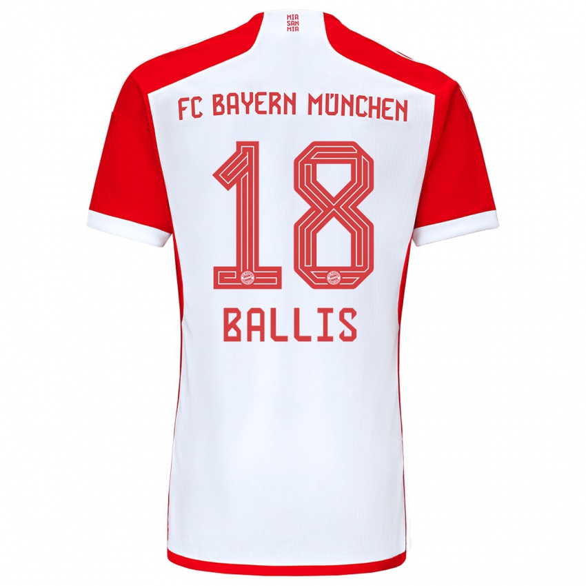 Niño Camiseta Benjamin Ballis #18 Rojo Blanco 1ª Equipación 2023/24 La Camisa Argentina
