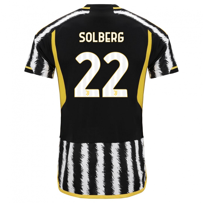 Niño Camiseta Elias Solberg #22 Blanco Negro 1ª Equipación 2023/24 La Camisa Argentina