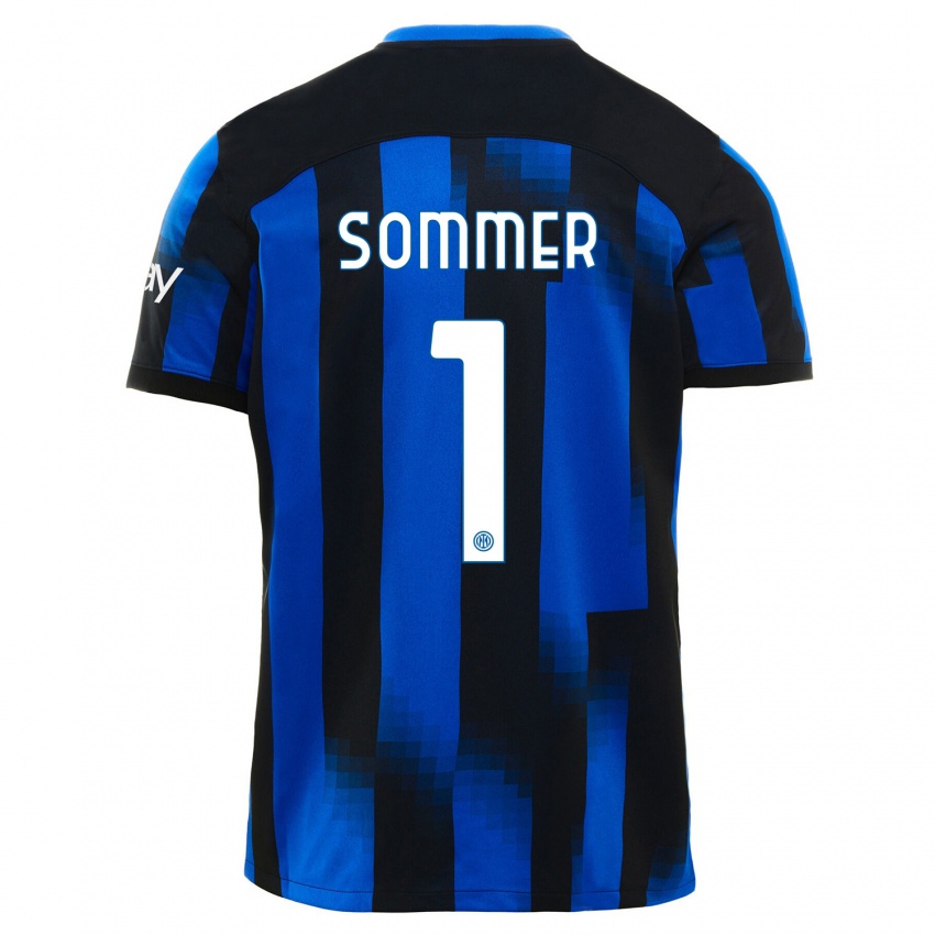 Niño Camiseta Yann Sommer #1 Azul Negro 1ª Equipación 2023/24 La Camisa Argentina