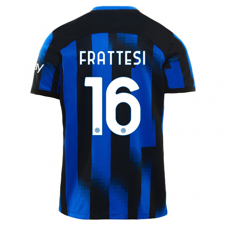 Niño Camiseta Davide Frattesi #16 Azul Negro 1ª Equipación 2023/24 La Camisa Argentina