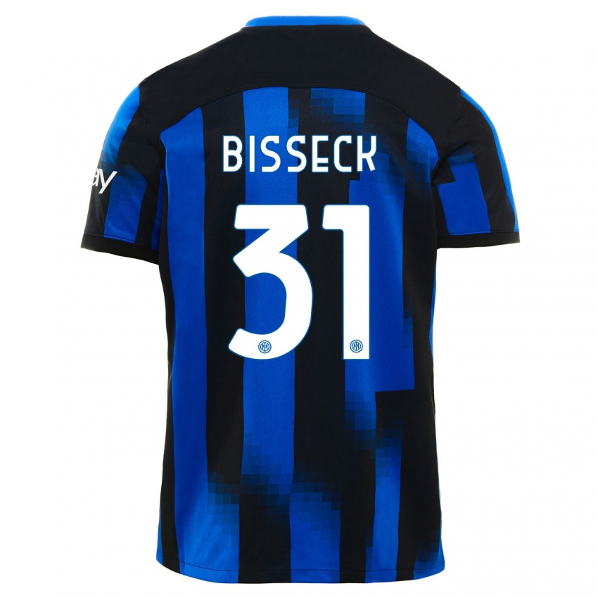 Niño Camiseta Yann Bisseck #31 Azul Negro 1ª Equipación 2023/24 La Camisa Argentina