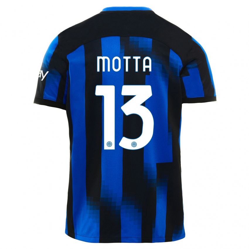 Niño Camiseta Matteo Motta #13 Azul Negro 1ª Equipación 2023/24 La Camisa Argentina
