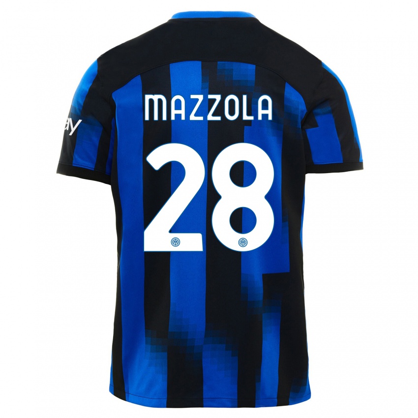 Niño Camiseta Giuseppe Mazzola #28 Azul Negro 1ª Equipación 2023/24 La Camisa Argentina