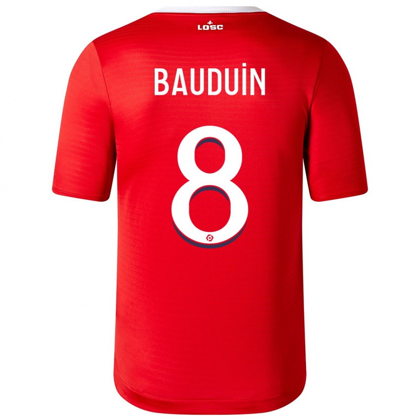 Niño Camiseta Justine Bauduin #8 Rojo 1ª Equipación 2023/24 La Camisa Argentina