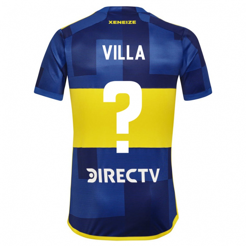 Niño Camiseta Sebastian Villa #0 Azul Oscuro Amarillo 1ª Equipación 2023/24 La Camisa Argentina