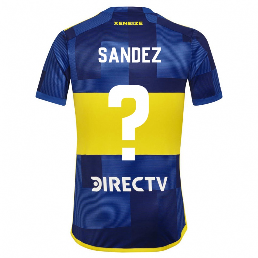 Niño Camiseta Agustin Sandez #0 Azul Oscuro Amarillo 1ª Equipación 2023/24 La Camisa Argentina