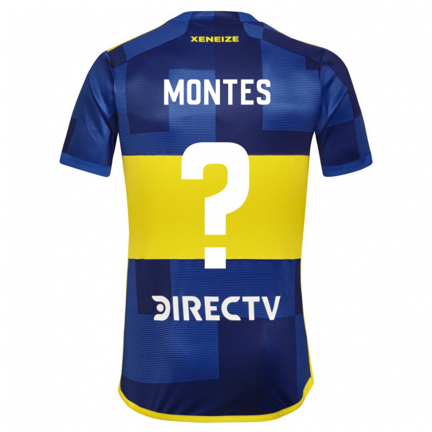 Niño Camiseta Rodrigo Montes #0 Azul Oscuro Amarillo 1ª Equipación 2023/24 La Camisa Argentina