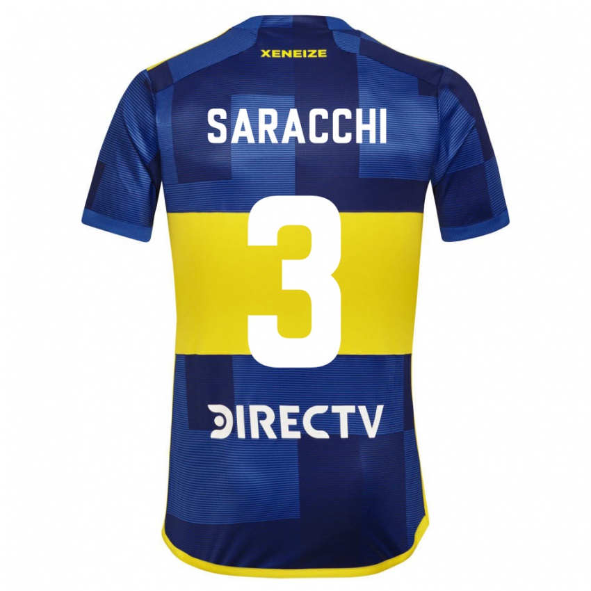 Niño Camiseta Marcelo Saracchi #3 Azul Oscuro Amarillo 1ª Equipación 2023/24 La Camisa Argentina