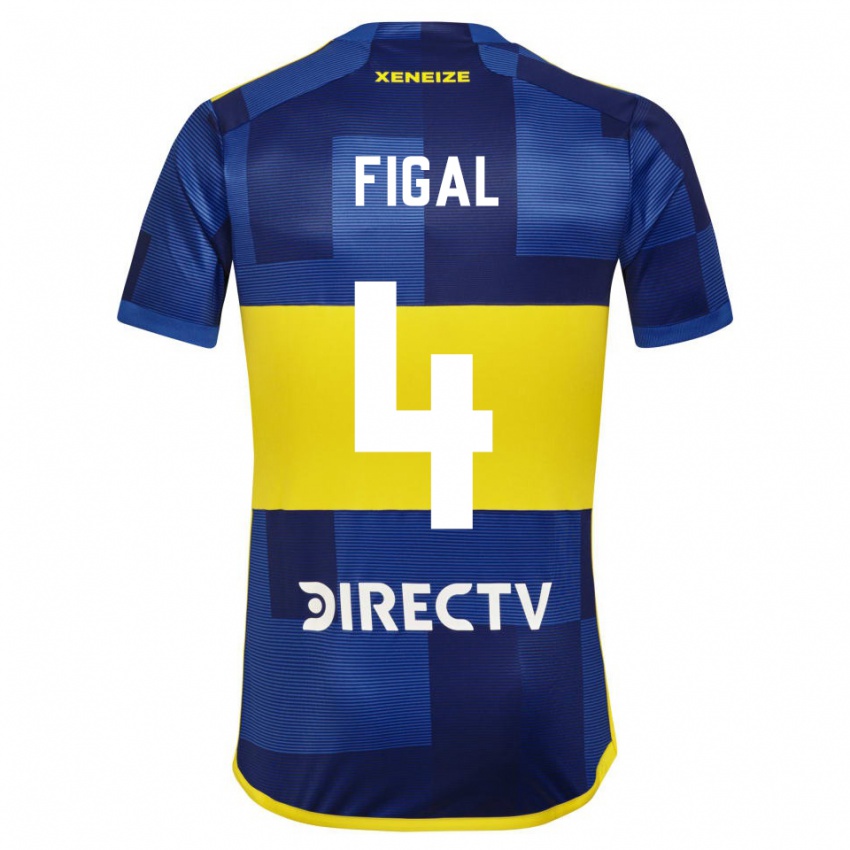 Niño Camiseta Nicolas Figal #4 Azul Oscuro Amarillo 1ª Equipación 2023/24 La Camisa Argentina