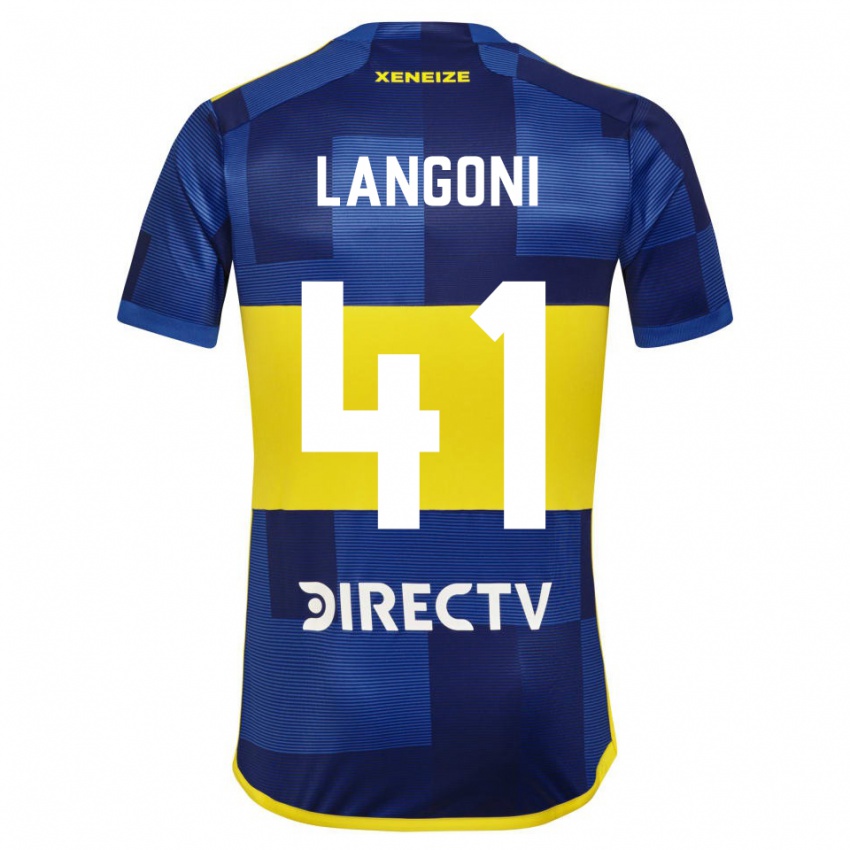 Niño Camiseta Luca Langoni #41 Azul Oscuro Amarillo 1ª Equipación 2023/24 La Camisa Argentina