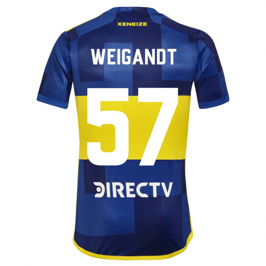 Niño Camiseta Marcelo Weigandt #57 Azul Oscuro Amarillo 1ª Equipación 2023/24 La Camisa Argentina