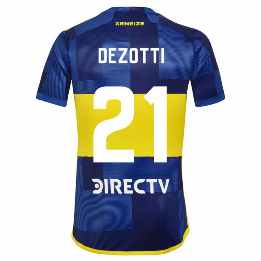 Niño Camiseta Martina Dezotti #21 Azul Oscuro Amarillo 1ª Equipación 2023/24 La Camisa Argentina