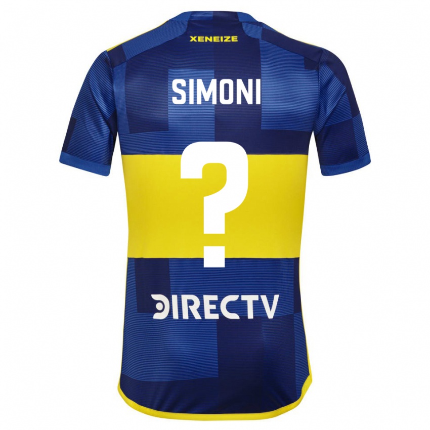 Niño Camiseta Valentino Simoni #0 Azul Oscuro Amarillo 1ª Equipación 2023/24 La Camisa Argentina