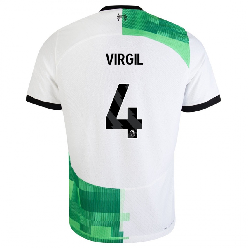 Niño Camiseta Virgil Van Dijk #4 Blanco Verde 2ª Equipación 2023/24 La Camisa Argentina