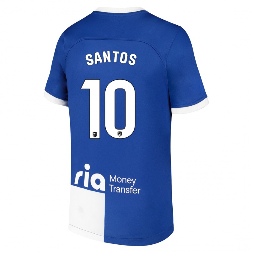 Niño Camiseta Leicy Santos #10 Azul Blanco 2ª Equipación 2023/24 La Camisa Argentina