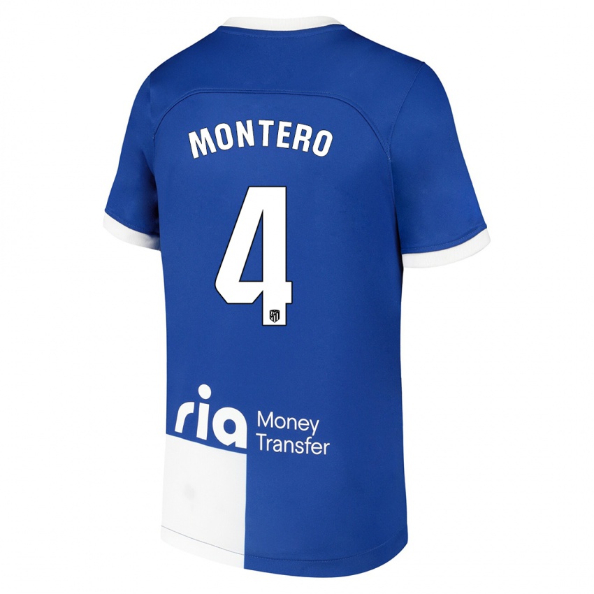 Niño Camiseta Francisco Montero #4 Azul Blanco 2ª Equipación 2023/24 La Camisa Argentina