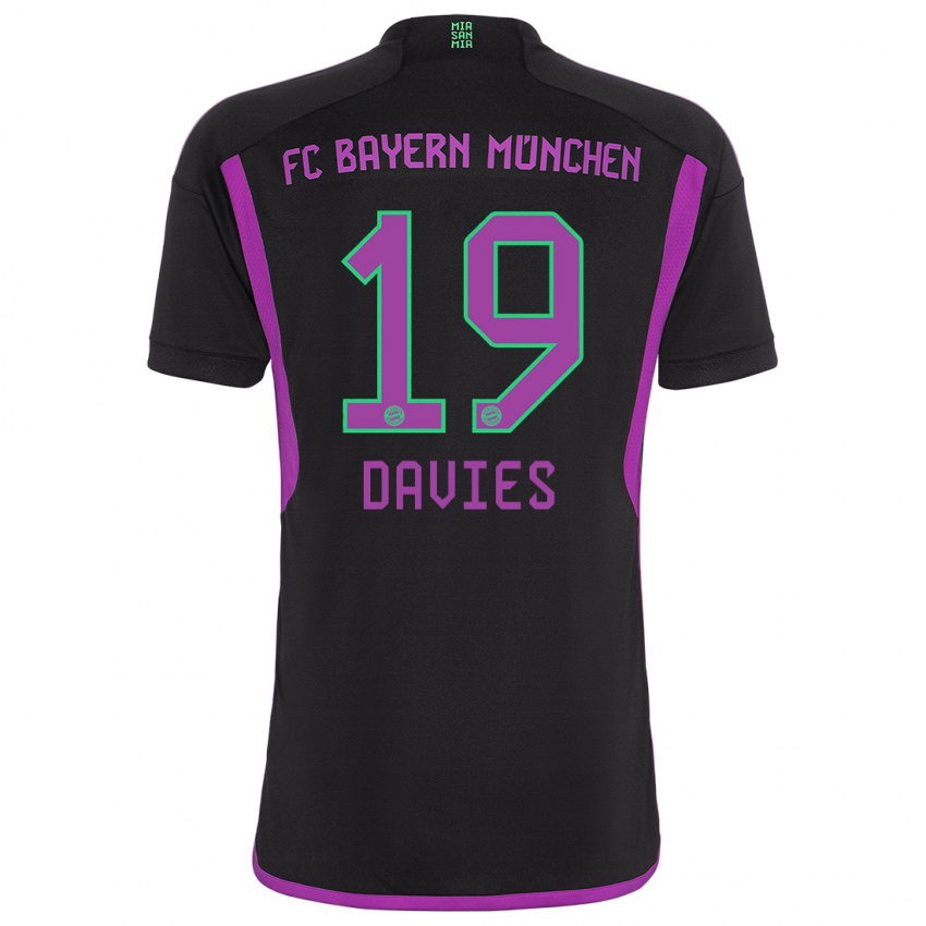 Niño Camiseta Alphonso Davies #19 Negro 2ª Equipación 2023/24 La Camisa Argentina