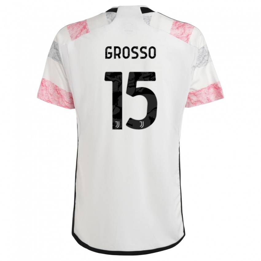 Niño Camiseta Julia Grosso #15 Blanco Rosa 2ª Equipación 2023/24 La Camisa Argentina